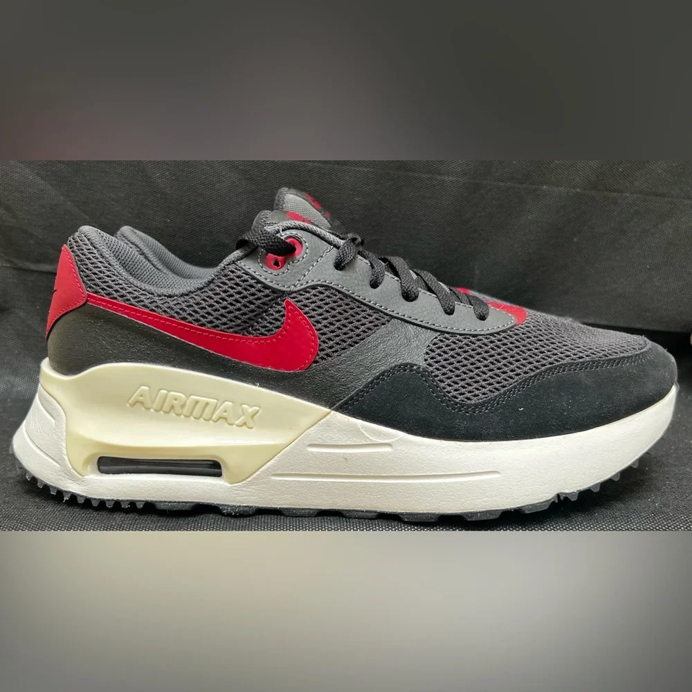 Nike Air Max SYSTM Black/Team Red/Anthr Men's Sneakers Size 11.5 Preowned - Picture 1 of 9
